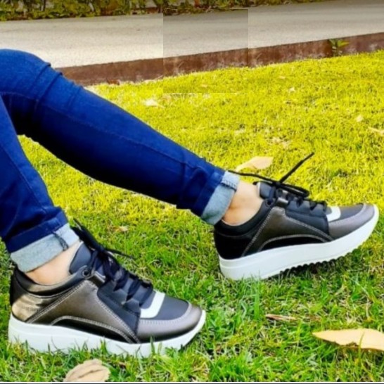 Italia Platform Black Sneakers For Women